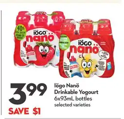 Longo's Iögo Nanö Drinkable Yogourt offer