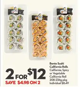 Longo's Bento Sushi California Rolls offer