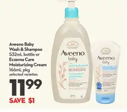 Longo's Aveeno Baby Wash & Shampoo 532mL bottle or Eczema Care Moisturizing Cream 166mL pkg offer