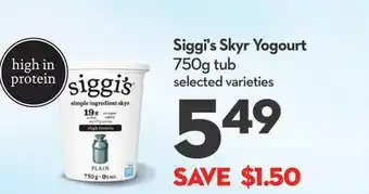 Longo's Siggi's Skyr Yogourt offer