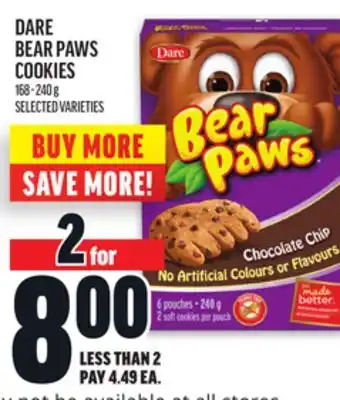 Metro DARE BEAR PAWS COOKIES offer