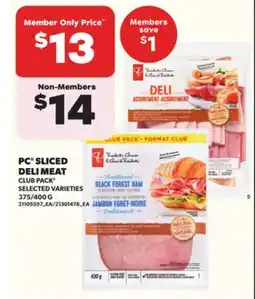 Loblaws PC SLICED DELI MEAT 375/400G offer