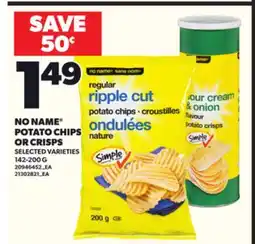 Loblaws NO NAME POTATO CHIPS OR CRISPS 142-200G offer