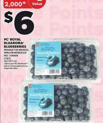 Loblaws PC ROYAL BLUAROMA BLUEBERRIES 278G offer