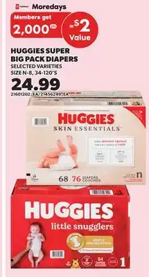 Loblaws HUGGIES SUPER BIG PACK DIAPERS, SIZE N-8, 34-120'S offer