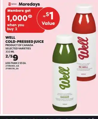 Loblaws WELL COLD-PRESSED JUICE, 333ML offer