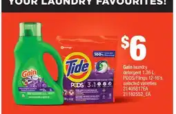 Loblaws GAIN LAUNDRY DETERGENT 1.36L, PODS/FLINGS 12-16'S offer