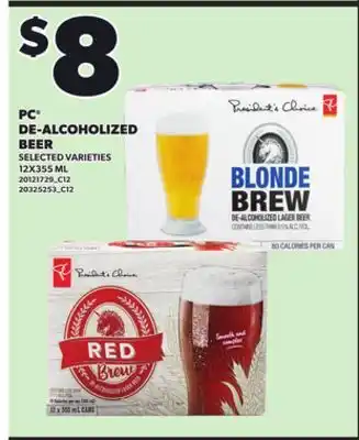 Loblaws PC DE-ALCOHOLIZED BEER, 12X355ML offer