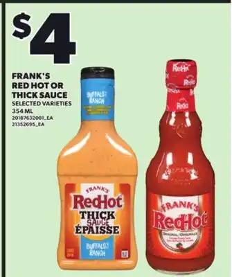 Loblaws FRANK'S RED HOT OR THICK SAUCE, 354ML offer