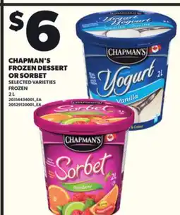 Loblaws CHAPMAN'S FROZEN DESSERT OR SORBET 2L offer