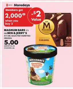 Loblaws MAGNUM BARS 3'S OR BEN & JERRY'S 473ML offer