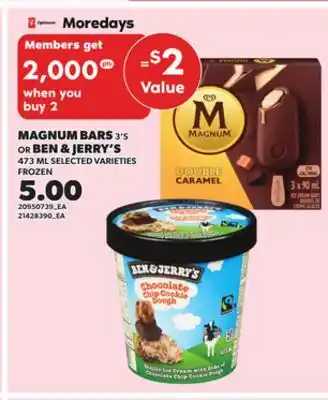 Loblaws MAGNUM BARS 3'S OR BEN & JERRY'S 473ML offer