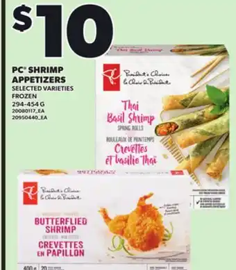 Loblaws PC SHRIMP APPETIZERS 294-454G offer