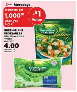 Loblaws GREEN GIANT VEGETABLES 400-750G offer