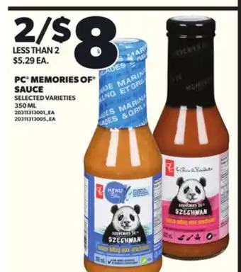 Loblaws PC MEMORIES OF SAUCE 350ML offer