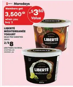 Loblaws LIBERTÉ MÉDITERRANÉE YOGURT, 500G offer