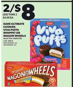 Loblaws DARE ULTIMATE COOKIES VIVA PUFFS, WHIPPET OR WAGON WHEELS 230-360G offer