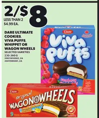 Loblaws DARE ULTIMATE COOKIES VIVA PUFFS, WHIPPET OR WAGON WHEELS 230-360G offer