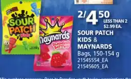 Loblaws SOUR PATCH KIDS & MAYNARDS BAGS 150-154G offer