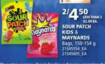 Loblaws SOUR PATCH KIDS & MAYNARDS BAGS 150-154G offer