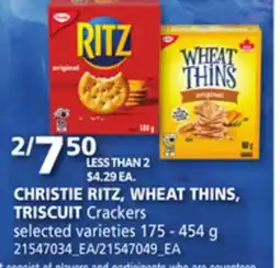 Loblaws CHRISTIE RITZ, WHEAT THINS, TRISCUIT 175-454g offer