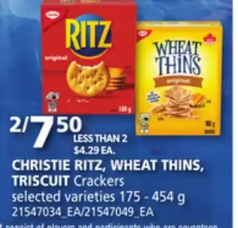 Loblaws CHRISTIE RITZ, WHEAT THINS, TRISCUIT 175-454g offer