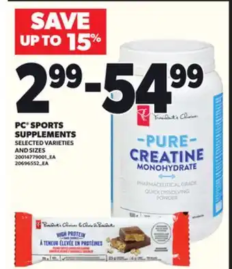 Loblaws PC SPORTS SUPPLEMENTS offer