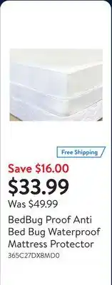 Walmart BedBug Proof Anti Bed Bug Waterproof Mattress Protector offer