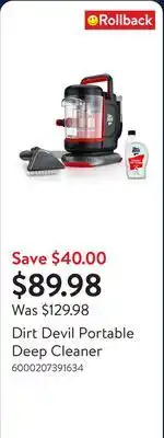 Walmart Dirt Devil Portable Deep Cleaner offer