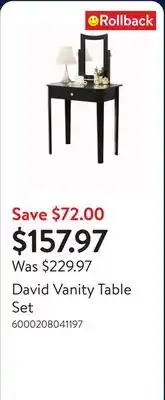 Walmart David Vanity Table Set offer