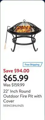 Walmart 22 Inch Round Outdoor Fire Pit with Cover offer