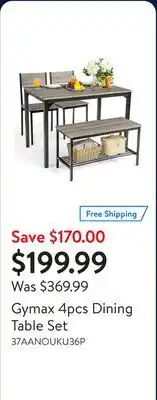 Walmart Gymax 4pcs Dining Table Set offer