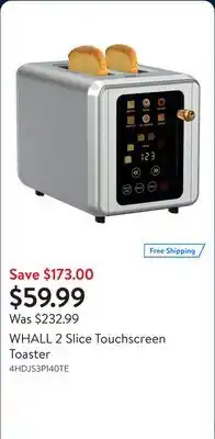 Walmart WHALL 2 Slice Touchscreen Toaster offer