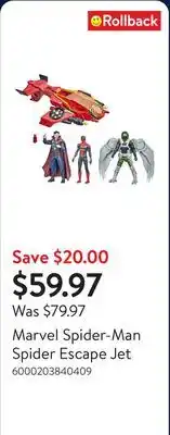 Walmart Marvel Spider-Man Spider Escape Jet offer