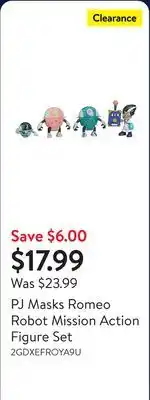 Walmart PJ Masks Romeo Robot Mission Action Figure Set offer