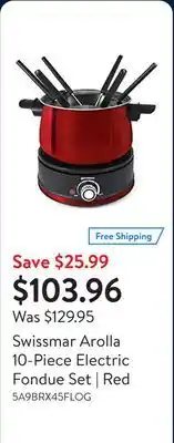 Walmart Swissmar Arolla 10-Piece Electric Fondue Set | Red offer