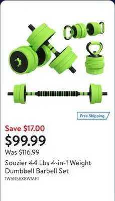 Walmart Soozier 44 Lbs 4-in-1 Weight Dumbbell Barbell Set offer