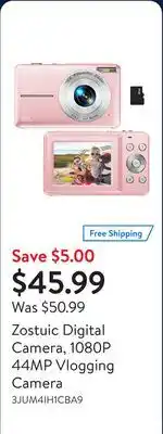 Walmart Zostuic Digital Camera, 1080P 44MP Vlogging Camera offer