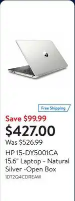 Walmart HP 15-DY5001CA 15.6 Laptop - Natural Silver -Open Box offer