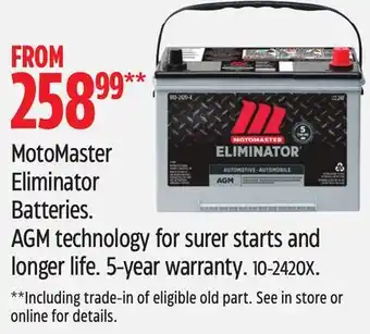 Canadian Tire MotoMaster Eliminator Batteries offer