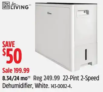 Canadian Tire FOR LIVING 22-Pint 2-Speed Dehumidifier, White offer