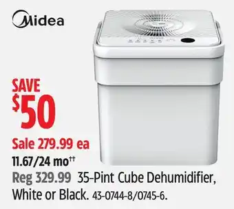 Canadian Tire Midea 35-Pint Cube Dehumidifier, White or Black offer