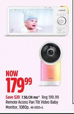 Canadian Tire Remote Access Pan Tilt Video Baby Monitor, 1080p offer