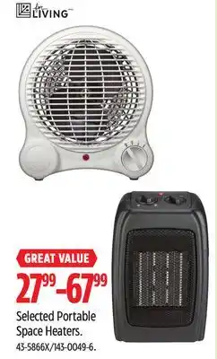 Canadian Tire For Living Selected Portable Space Heaters offer