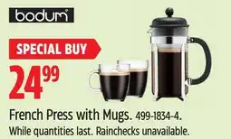 Canadian Tire BODUM French Press with Mugs offer