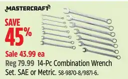 Canadian Tire Mastercraft 14-Pc Combination Wrench Set offer