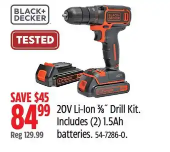 Canadian Tire Black & Decker 20V Li-Ion 3⁄8 Drill Kit offer