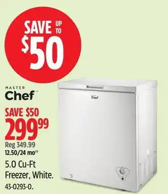 Canadian Tire Master Chef 5.0 Cu-Ft Freezer, White offer