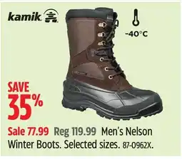 Canadian Tire Kamik Men's Nelson Winter Boots offer