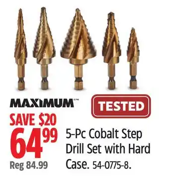 Canadian Tire MAXIMUM 5-Pc Cobalt Step Drill Set with Hard Case offer